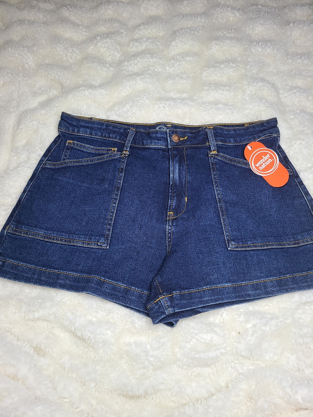 wonder nation Dark Indigo Denim Patch-Pocket Shorts Size 18